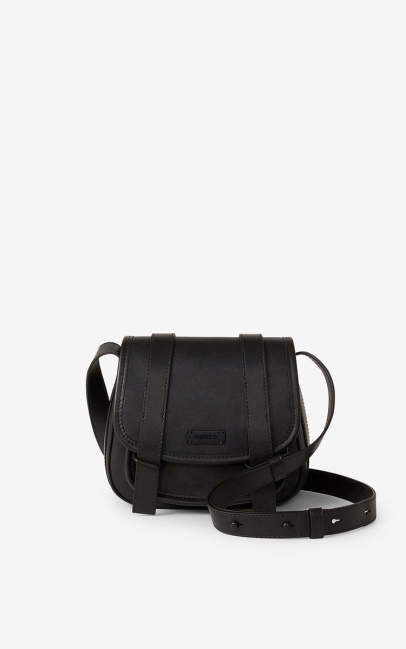 Kenzo Women Courier Small Leather Messenger Bag Black